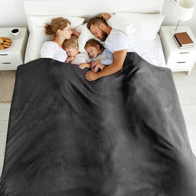 Oversized Blanket 120x120 Inches, Giant Huge Companion for Bed, Sofa,Travel and Camping, Extra Large Big Soft Blanket Fits The Whole Family and Outdoors, Dark Grey 10'x10'