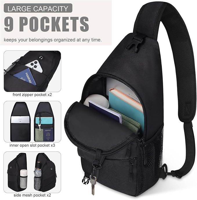 Crossbody Bags for Women Men Trendy Sling Bag Backpack Casual Chest Bag with Convertible Shoulder Strap