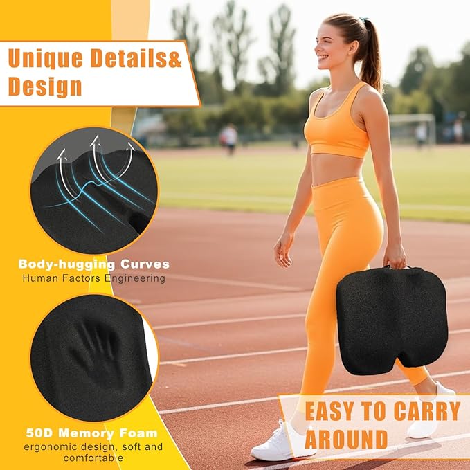 Stadium Seat Cushion, Extra Thick 50D High-Density Bleacher Cushion with Carry Handle, Non-Slip Water-Resistant Stadium Cushions for Bleachers & Outdoor Events(1-Pack)