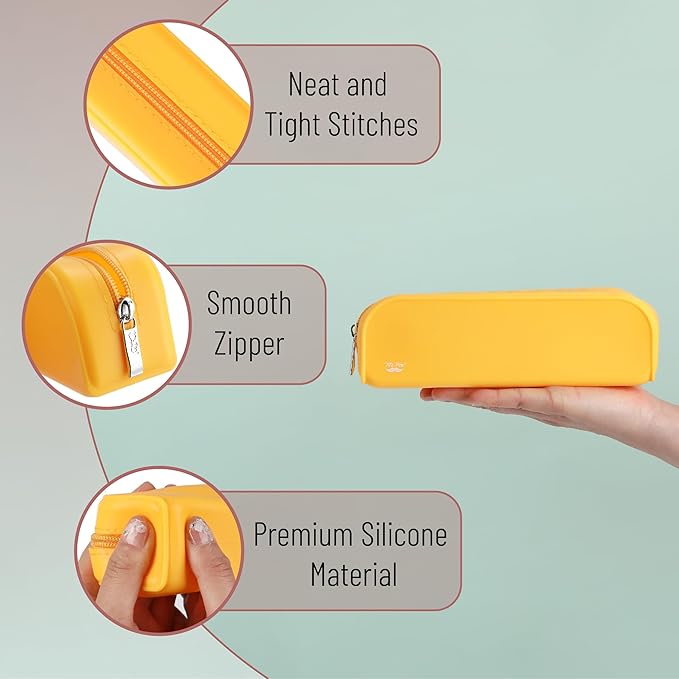 Mr. Pen- Silicone Pencil Case Pouch, Golden Honey, Aesthetic Multipurpose Design, Aesthetic Pencil Case Small, Silicone Makeup Bag