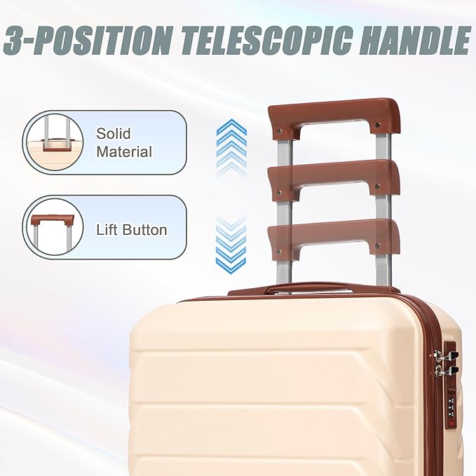 Hardside Luggage, Lightweight Durable ABS Suitcase Spinner Wheels, 20+14 Luggage