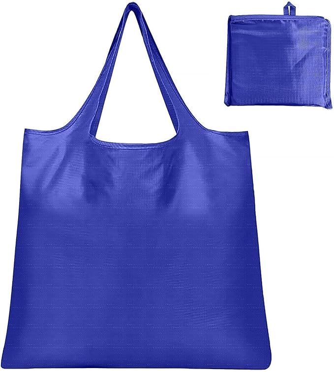 Washable Large Foldable Shopping Bag, Waterproof Reusable Grocery Bag Holder,for Shopping Reusable Tote Bags Large 50LBS,Tote Bags Nylon Bags(Blue)