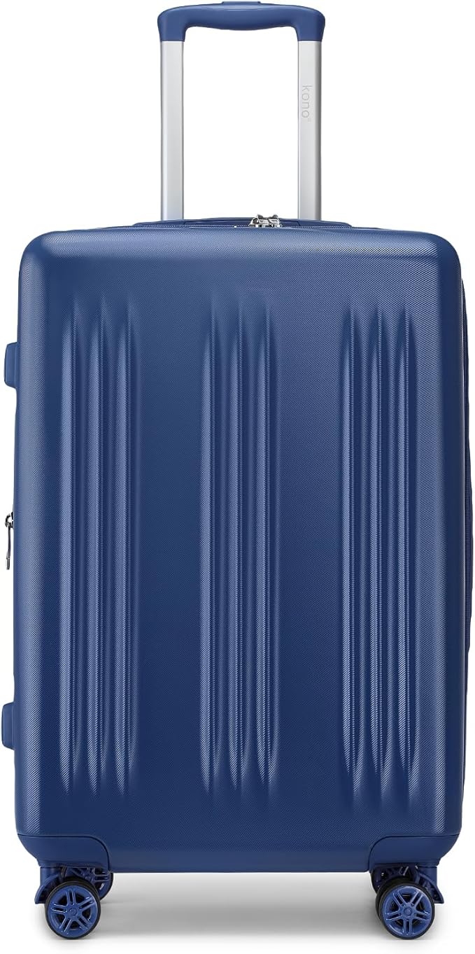 Kono Lightweight 28 Inch Expandable Luggage with Quiet Spinner Wheels TSA Lock, Scratch and Drop Resistant PC+ABS Hardside Durable Large Checked Suitcase, Navy Blue