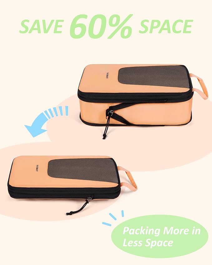 BAGSMART Compression Packing Cubes for Travel, 6/5/4set Lightweight Packing Organizers, Summer Travel Essentials Suitcase Organizer Bags Set