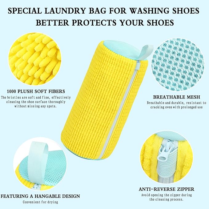 shoe washing machine bag, Laundry Shoe Bag, Reusable Shoe Washing Bag, 360 ° Deep Cleaning,Suitable for All Shoe Types, With Self-Locking Zipper, 2-pack (Yellow)
