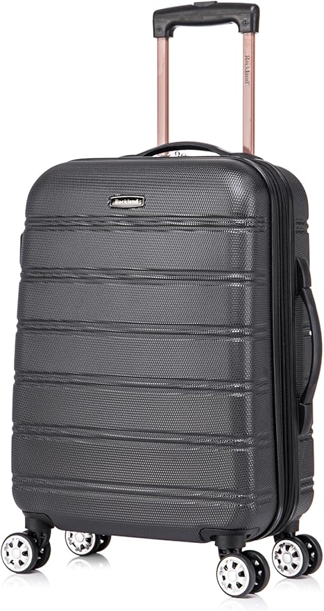 Rockland Melbourne Hardside Expandable Spinner Wheel Luggage Set, Black, Carry-On 20-Inch and Tote 14-Inch