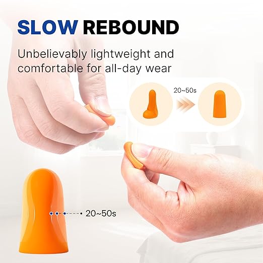 NORTHSKY Foam Ear Plugs, 200 Pairs Foam Earplugs for Sleeping, Effective Noise Reduction NRR of 32 dB, Bulk Ear Plugs, Bullet Shape, Slow Rebound, Cordless