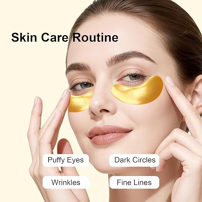 Permotary 30 Pairs Gel Crystal Collagen Under Eye Patches, 24K Gold Eye Mask for Moisturizing Skin, Lighten Dark Circles, Reduce Wrinkles & Puffiness,Bachelorette Party Gifts