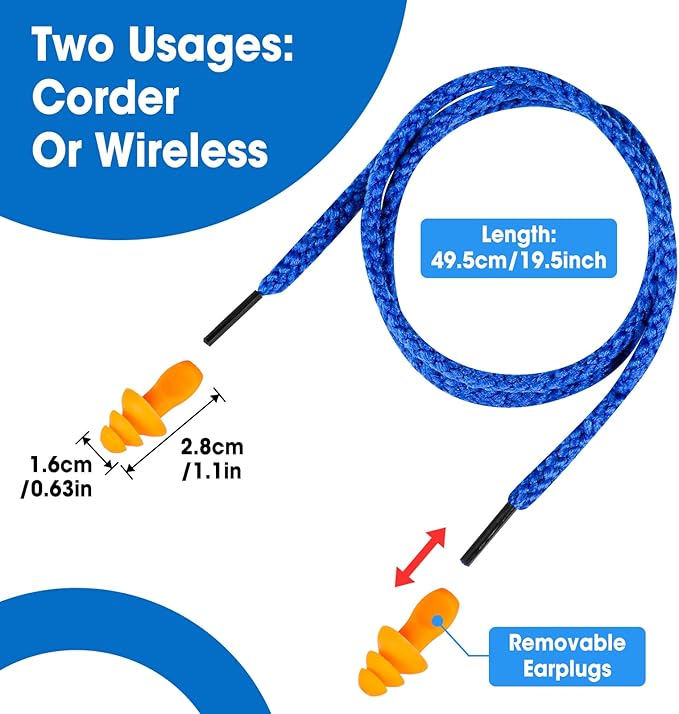 AZEN 110 Pairs Silicone Ear Plugs, Reusable Earplugs for Noise Reduction, 25dB NRR Corded Ear Plug for Sleeping Noise Cancelling, Ear Plug with String Individual Packing