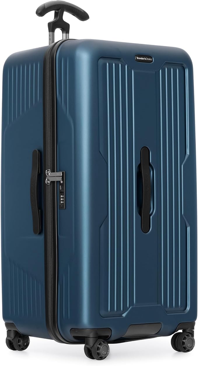 Traveler's Choice Ultimax II Polycarbonate Hardside Luggage with Spinner Wheels, Matte Navy, 31-Inch Large Trunk