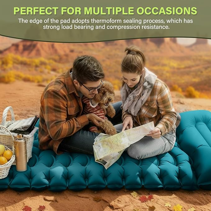 Camping Sleeping Pad, Ultralight Camping Mat with Pillow Built-in Foot Pump Inflatable Sleeping Pads Compact for Camping Backpacking Hiking Traveling Tent