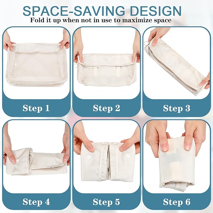 28 Pcs Packing Cubes Packing Organizers Luggage Organizer Bags Foldable Travel Luggage Cubes Suitcases Organizer Bags (Light Color)