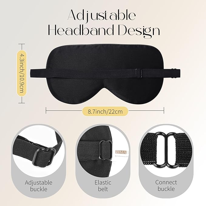 ZIMASILK 100% Natural Silk Sleep Mask Blindfold,Adjustable Super-Smooth Soft Eye Mask for Sleep with Bag(Eyelashes)