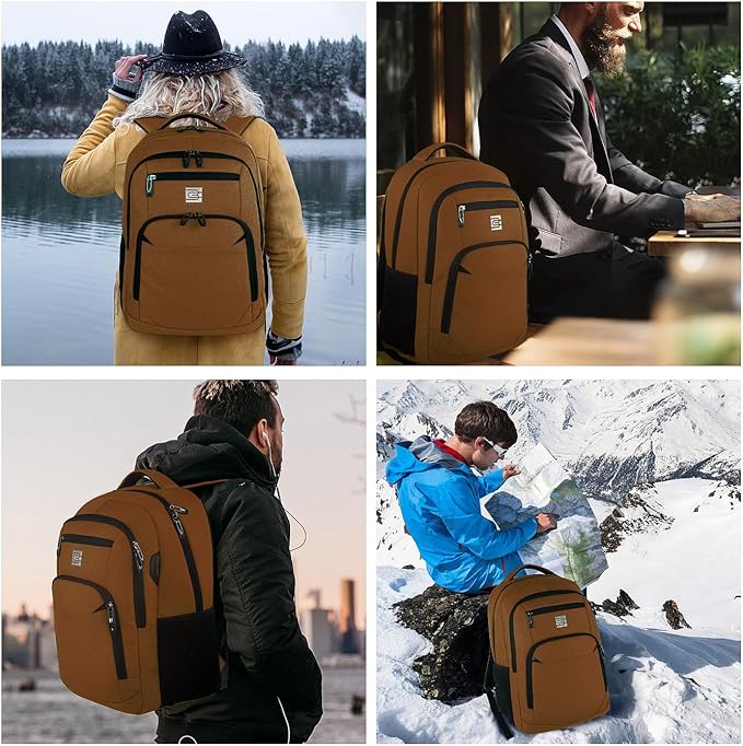 Volher Laptop Backpack,Business Travel Anti Theft Slim Durable Laptops Backpack,Water Resistant College Computer Bag for Women & Men Fits 15.6 Inch Laptop and Notebook-Brown