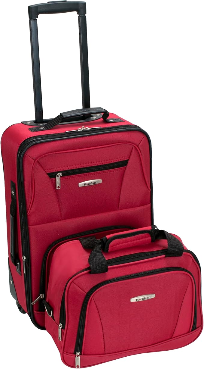 Rockland Fashion Softside Upright Luggage Set,Expandable, Red, 2-Piece (14/19)