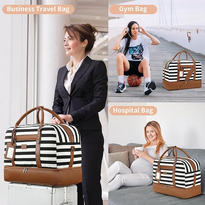 Wogarl Weekender Bags for Women Large Overnight Bag Weekend Travel Duffel Bag Carry on Shoulder with Shoe Compartment Toiletry Bag for Travel Business Gym