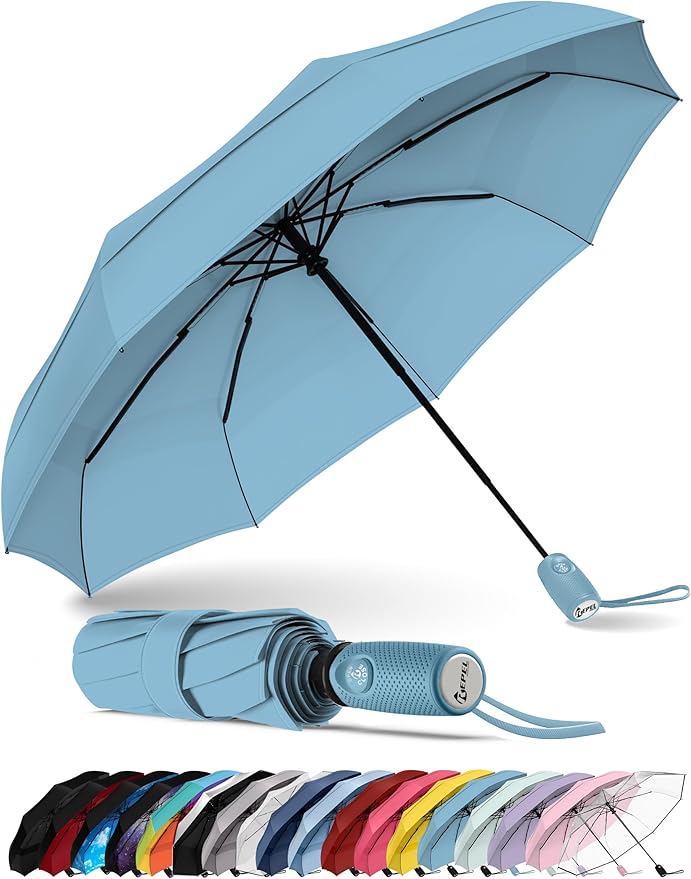 REPEL Windproof Travel Umbrella - Compact & Withstands Winds up to 85MPH , Strongest Premium Auto Folding Umbrella for Rain and Sun - Durable, Light & Portable for Women & Men , Fits Backpack & Cars