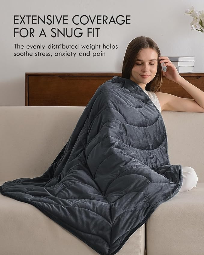 Kaisa Weighted Lap Blanket 7 lbs 41" x 53", Cozy Luxury Crystal Velvet Small Weighted Blanket for Adults, Portable Travel Weighted Blanket for Relaxation, All-Season Blanket, Machine Washable, Gray