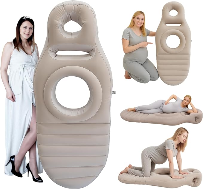 Inflatable Pregnancy Pillow, Pregnant Woman's Abdominal Hole Full Body Inflatable Bed Abdominal Mattress, Prone Pregnancy Pillow - Pregnant Woman's Swimming Pool Float