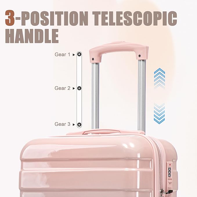 Hardside Luggage, Lightweight Suitcases with Spinner Wheels Transition Pink