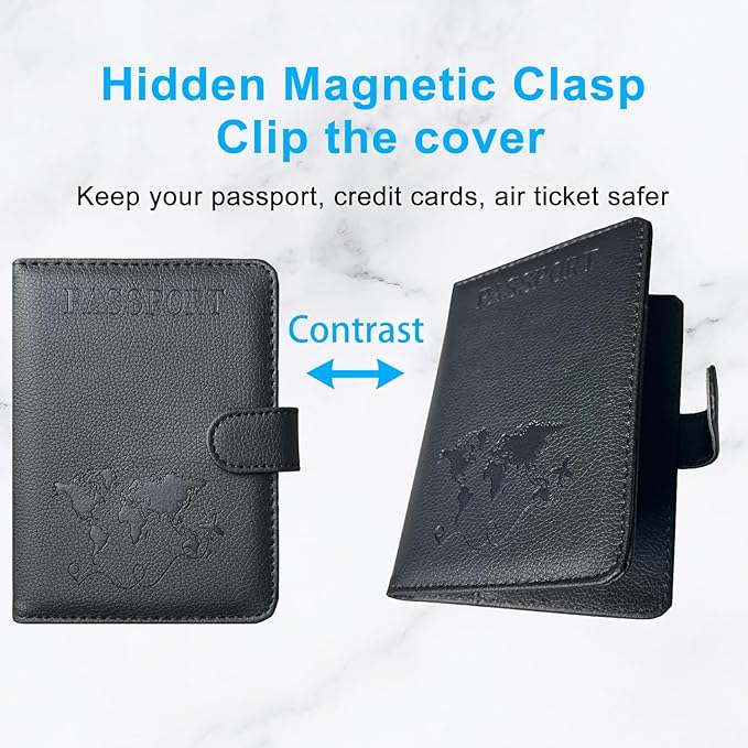 ACdream Passport Holder for Travel Essentials, Rfid Blocking Passport Wallet Cover Case for Travel Must Haves Accessories, Book Holders for Women & Men- Black