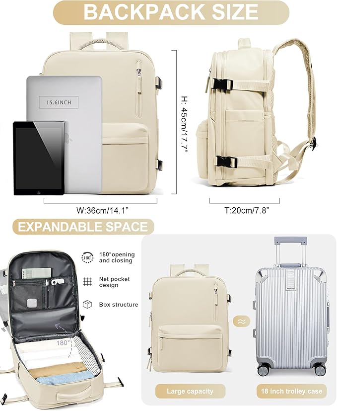 WONHOX Large Travel Backpack Carry on Flight Approved Laptop Work Business Backpack for Women Men Mochila de Viaje