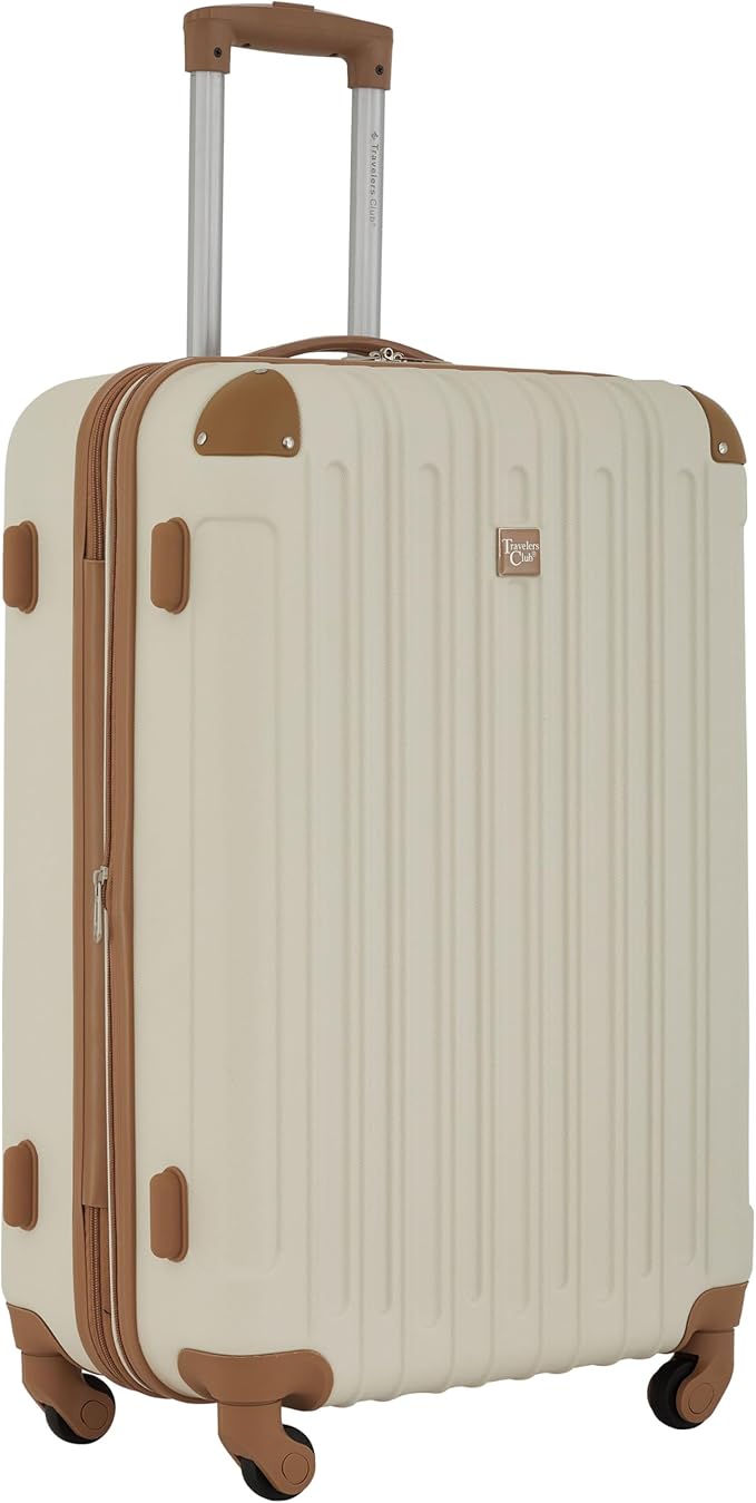 Travelers Club Midtown Hardside 4-Piece Luggage Travel Set, Vanilla