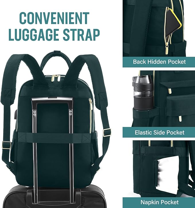 LOVEVOOK Laptop Backpack for Women 15.6 Inch Laptop Bag with USB Port, Fashion Waterproof Backpacks Teacher Nurse Stylish Travel Bags Vintage Daypacks for College Work