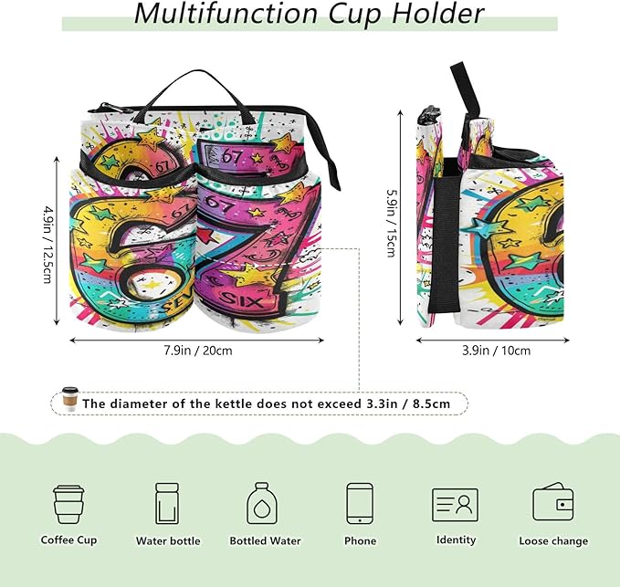 Luggage Cup Holder for Suitcases Free Hands Travel Cup Holder Portable Suitcase Cup Drink Holder Luggage Cup Caddy Bag Carrier Colorful 67 Graffiti Star Vibrant