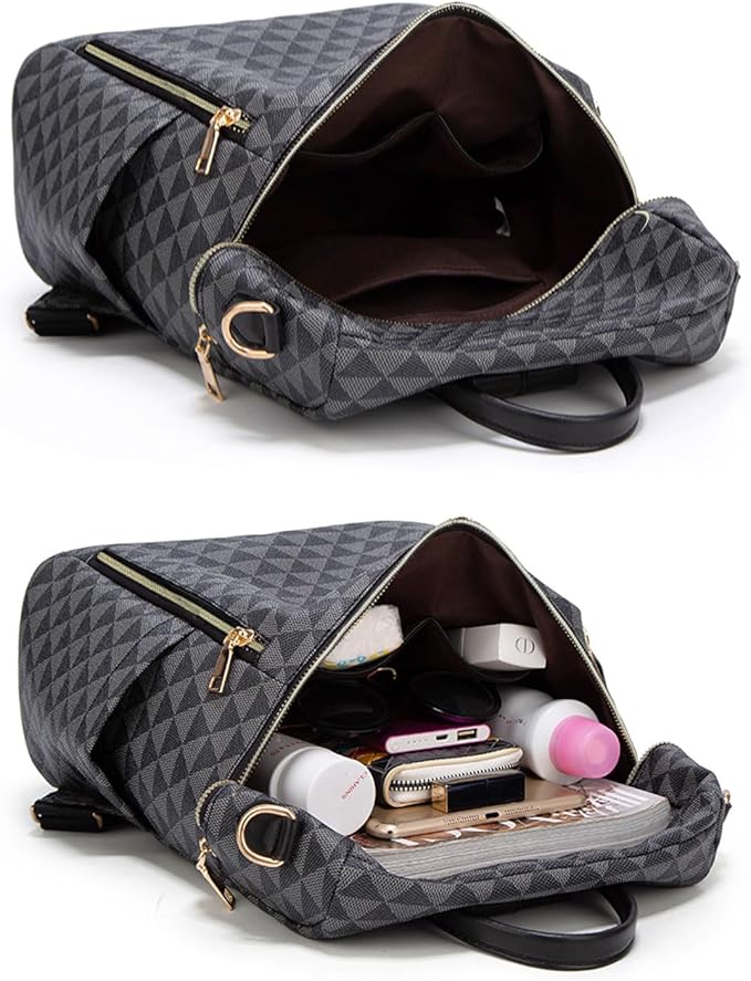 Makes Backpack Purse for Women PU Leather Travel Satchel Handbag Convertible Design Bag with Purse 2 Piece