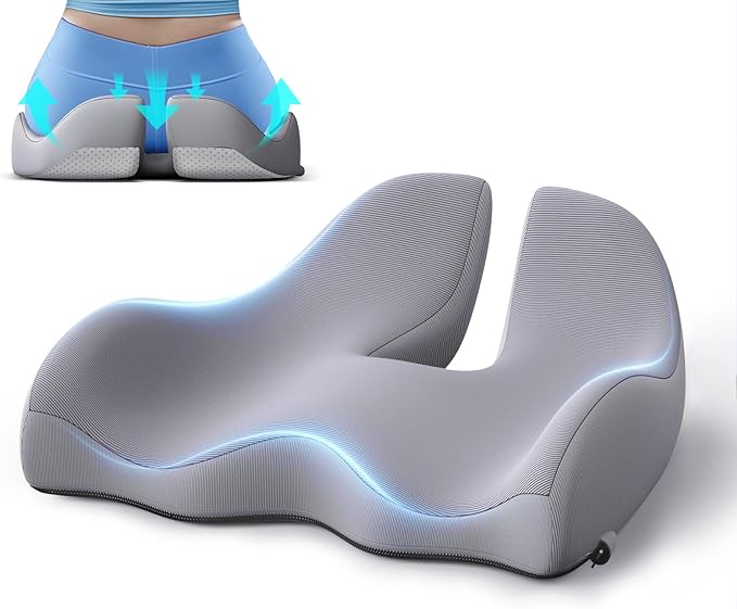 Benazcap X Large Memory Seat Cushion for Office Chair Ergonomic Cushions Butt Pillow for Pressure Relief Sciatica & Pain Relief Memory Foam for Long Sitting for Gaming Chair and Car Seat-Dark Grey