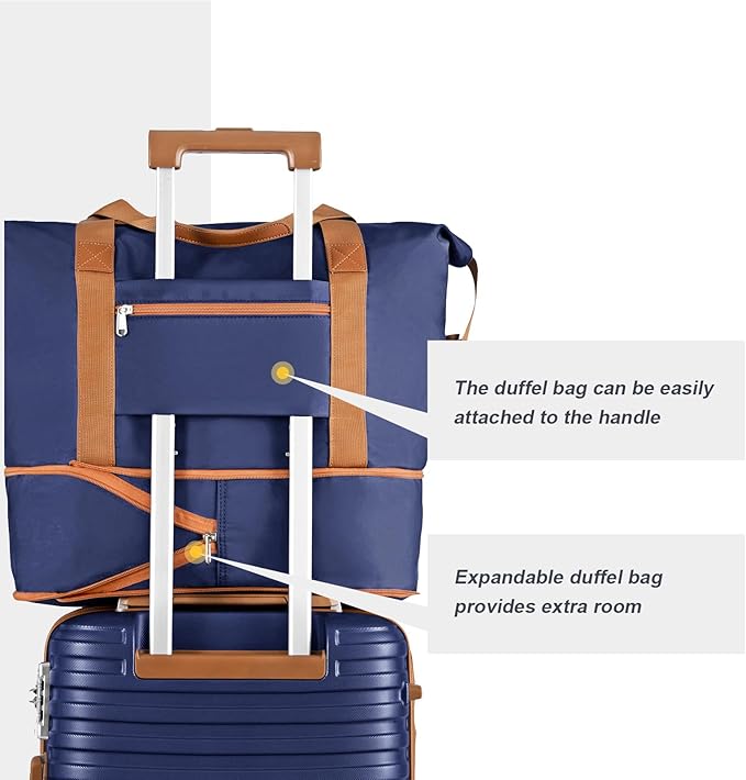Joyway Luggage Set 3 Piece Suitcase Sets with Spinner Wheel,Hardside Expandable Travel Laggage with TSA Lock (20/24/28 Navy Brown NEW