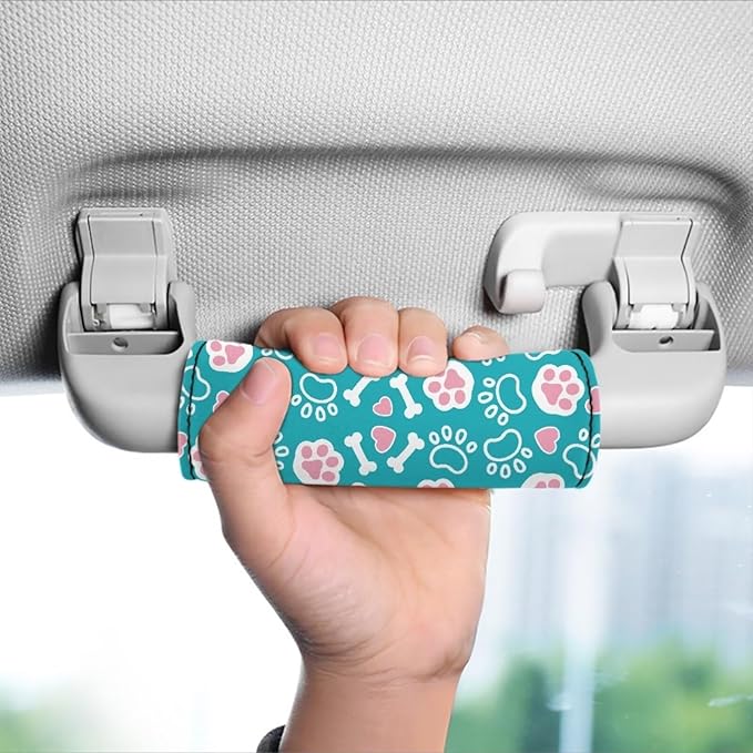BIGCARJOB Lovely Paw Print Luggage Handle Wraps Set for Suitcase,2 Pieces Kawai Footprint Door Handle Protection Sleeve Covers Car Grab Handle Wraps Luggage Handle Tags Travel Accessories