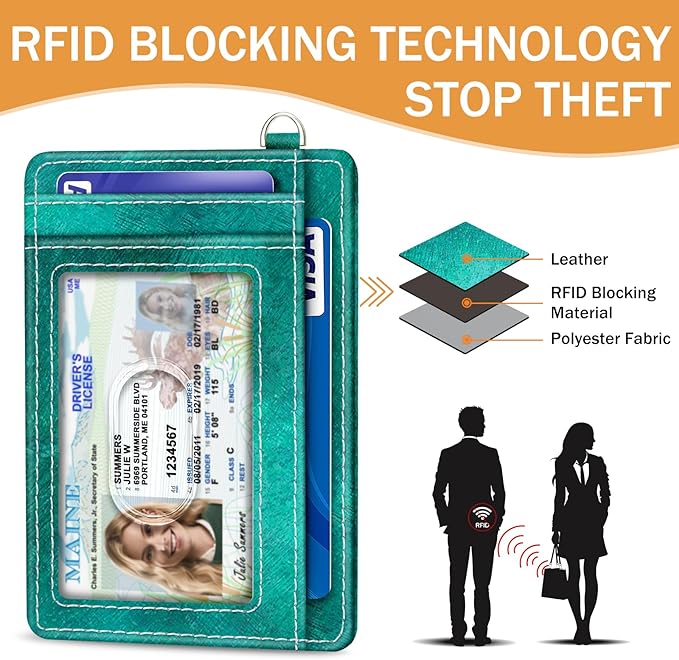 Yonlevres Credit Card Holder Slim Wallet, Elephant RFID Wallet Women Front Pocket Small Card Holder, Travel Cute Funny Thin Card Case ID Window PU Leather RFID Blocking Card Organizer Gift Girl Ladies