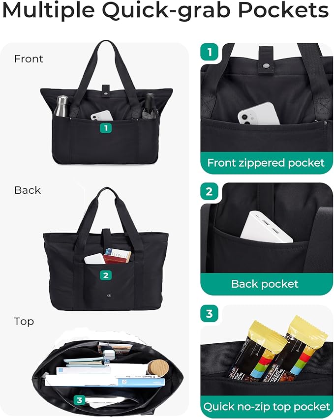 BAGSMART Tote Bag for Women, Foldable Tote Bag With Zipper Travel Large Shoulder Bag Handbag for Work