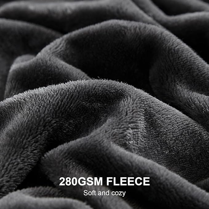 Hansleep Fleece King Size Blanket for Bed Charcoal, Super Soft Flannel Fuzzy King Size Plush Cozy Blanket for All Seasons, Charcoal, King 90x108 Inches