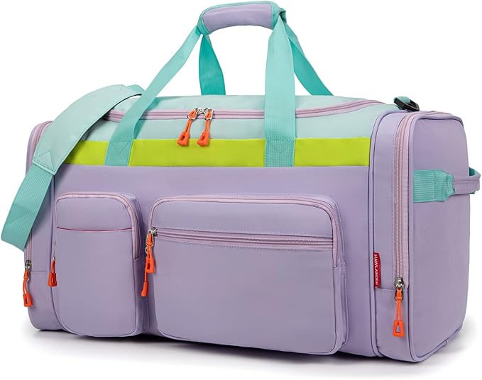 HawLander Large Kids Duffle Bag for Travel, Overnight, or Weekender, 22" inch (Light Green)
