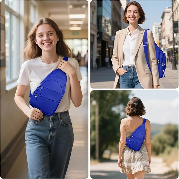Tuwubi Crossbody Bags for Women, Sling Bag for Men, Small Hiking Backpack Anti Theft Lightweight for Outdoors Travel (M, Royal Blue)