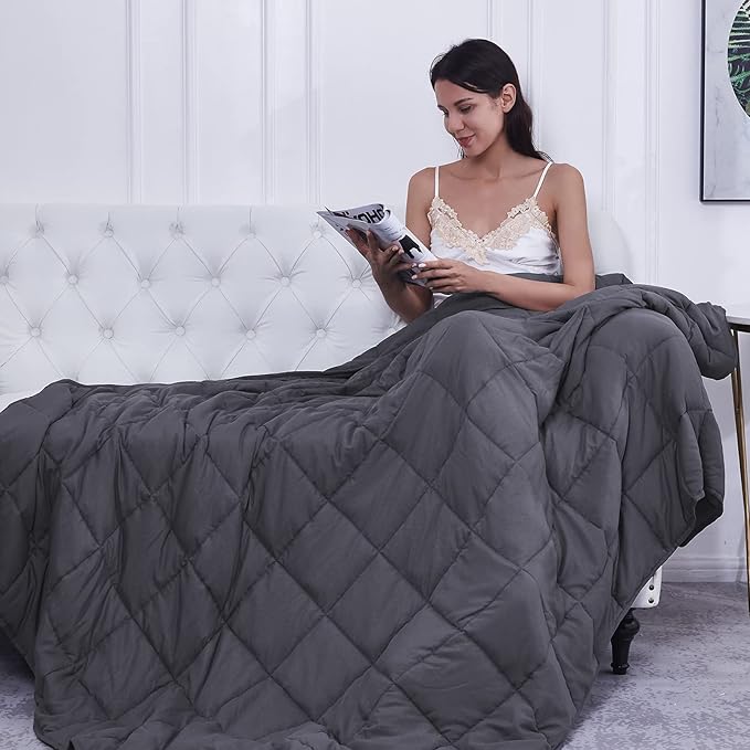Weighted Blanket 17lbs 60"x80" Cooling Breathable Heavy Blanket Microfiber Material with Glass Beads for Adult All-Season Summer Fall Winter Soft Thick Comfort