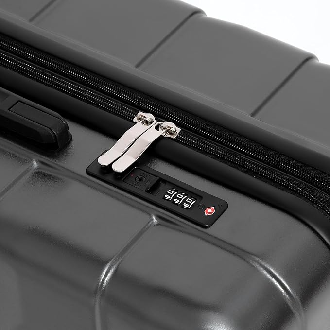 Quatish Checked Luggage 26 inch Large Hard Shell Suitcase with Spinner Wheels, Expandable Durable Luggage with TSA Lock, Smooth Rolling Wheel for Lightweight Travel for Men Women, Grey