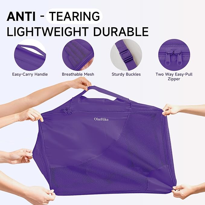 11 Set Packing Cubes for Travel, Gifts for Women Mom Kids, TSA Approved Bags for Makeup, Cosmetic, Toiletry, Suitcase Organizers for Checked Luggage, Cruise Essentials, Airplane Accessories, Purple