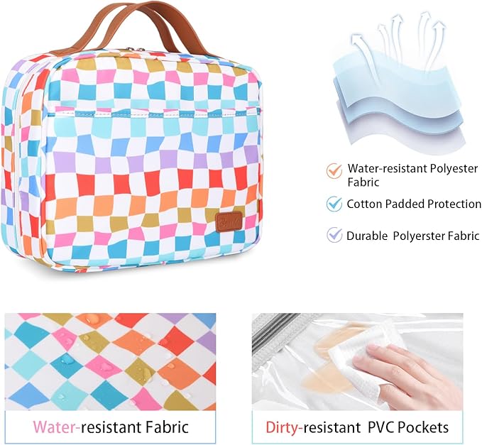 Bosidu Hanging Travel Toiletry Bag,Large Capacity Cosmetic Travel Toiletry Organizer for Women with 4 Compartments & 1 Sturdy Hook,Perfect for Travel/Daily Use/Christmas