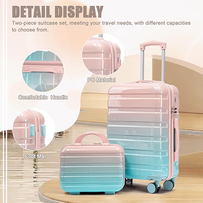 Hardside Luggage, Lightweight Suitcases with Spinner Wheels Transition Pink