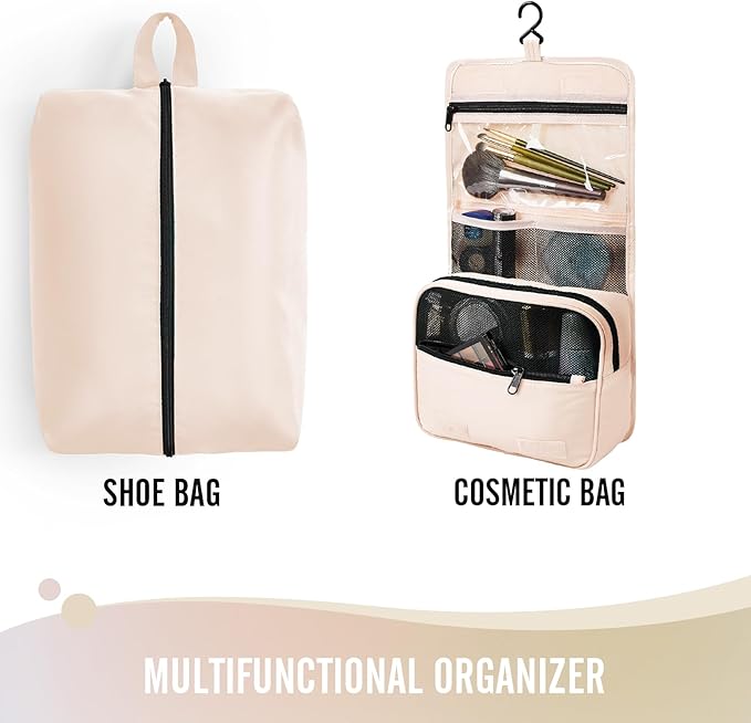 8 Set Packing Cubes for Luggage,Suitcase Organizer in 4 Sizes with Hanging Toiletry Bag and Large Laundry Bag, Carry-On Luggage with Accessories Bag, Cream