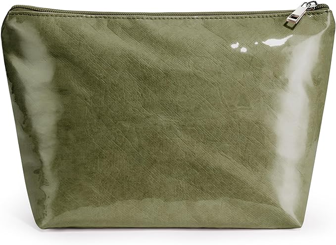 WLLWOO PVC Waterproof Makeup Bag Kraft Paper Cosmetic Bag Travel Toiletry Zipper Pouch Organizer for Women Purse