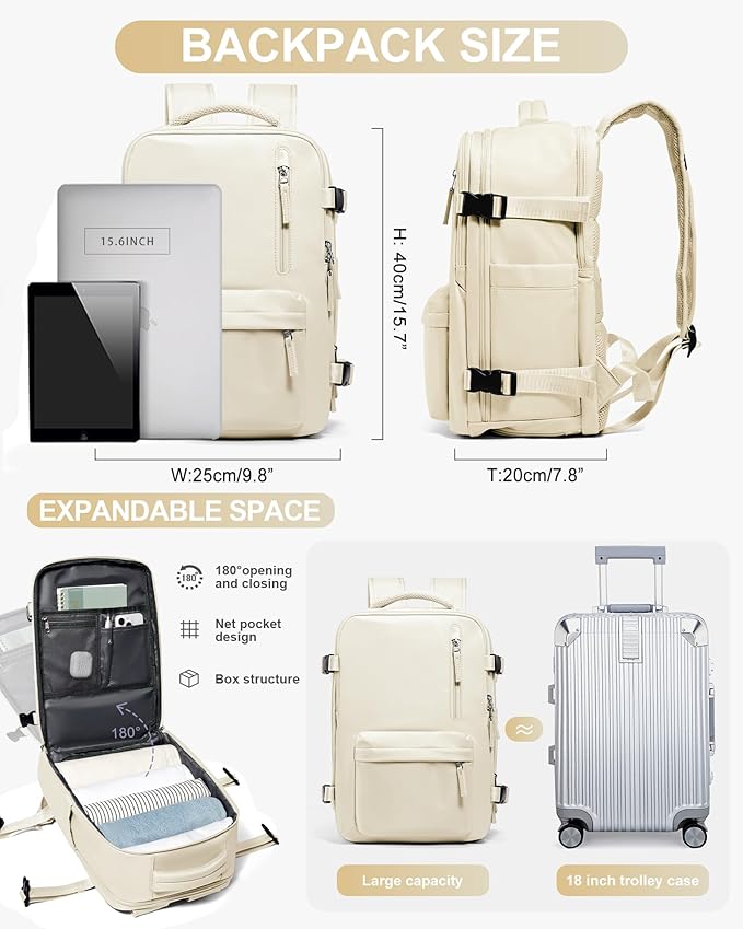 WONHOX Large Travel Backpack Carry on Flight Approved Laptop Work Business Backpack for Women Men Mochila de Viaje