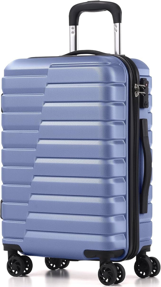 Coolife Carry On Luggage Airline Approved with Spinner Wheels, Hard Shell Suitcase TSA Lock Lightweight Travel Luggage 20-inch,Blue