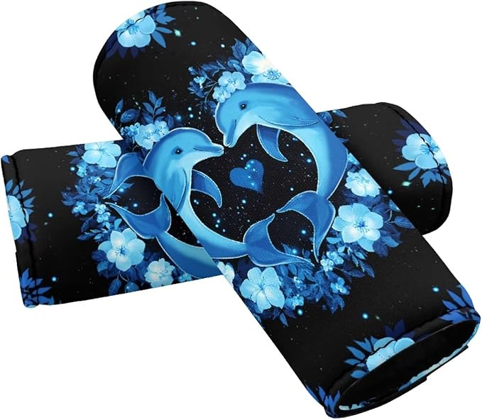 BIGCARJOB Cute Neon Dolphin Handle Wraps Set for Luggage Accessories,Women Girls Door Protection Cover Suitcase Handle Cover Gifts Suitcase Handle Wraps Travel Bags