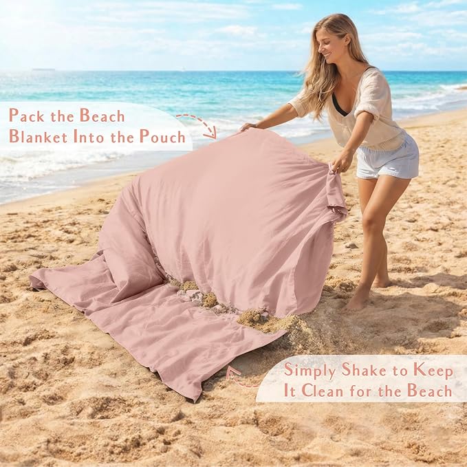 AlphaBeing Beach Blanket Waterproof Sandproof, Extra Large Beach Mat for 1–8 Adults, Oversized Picnic Blanket with 4 Stakes & Storage Bag, Essential Beach Gear for Travel