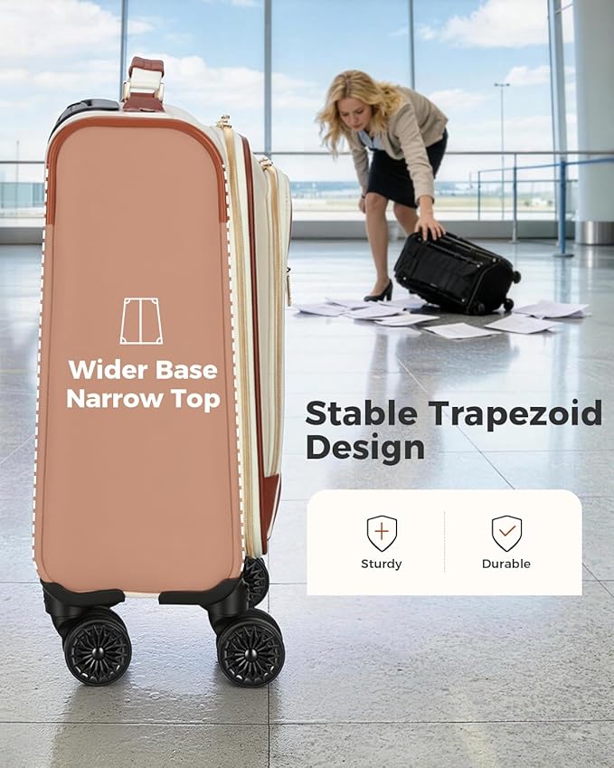 Underseat Carry On Luggage for Women, 16 Inch Stylish Lightweight Under Seat Carry on Suitcase with Multi-Compartment Storage & 360° Wheels for Airline Travel & Weekender